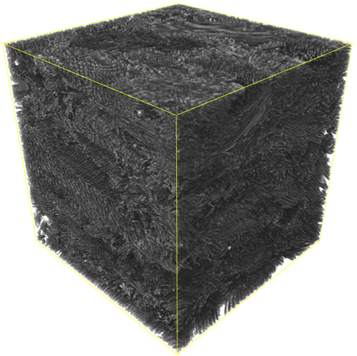 Computertomographie-Aufnahme einer MDF-Mikrostruktur