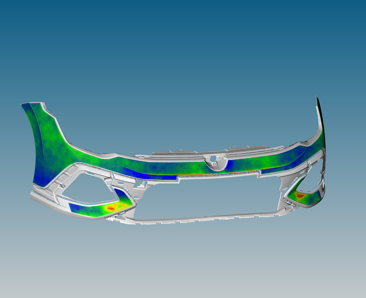 Paint film thickness projected onto the point cloud for selected surface areas.