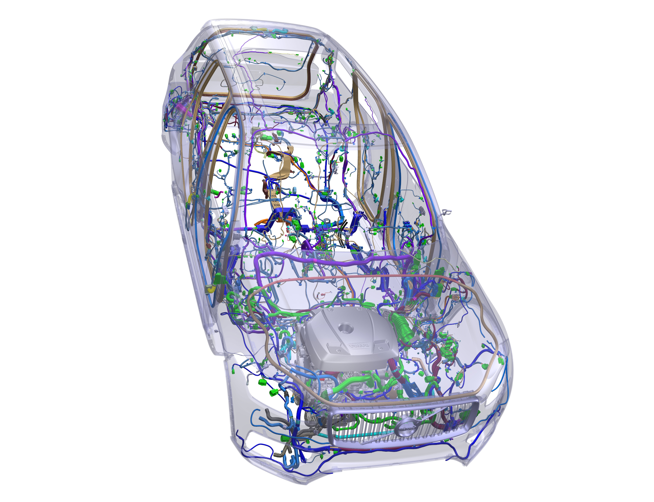 With our software IPS Cable Simulation, one can for example simulate the assembly and disassembly of the wiring harness system of cars consisting of many different cables. 