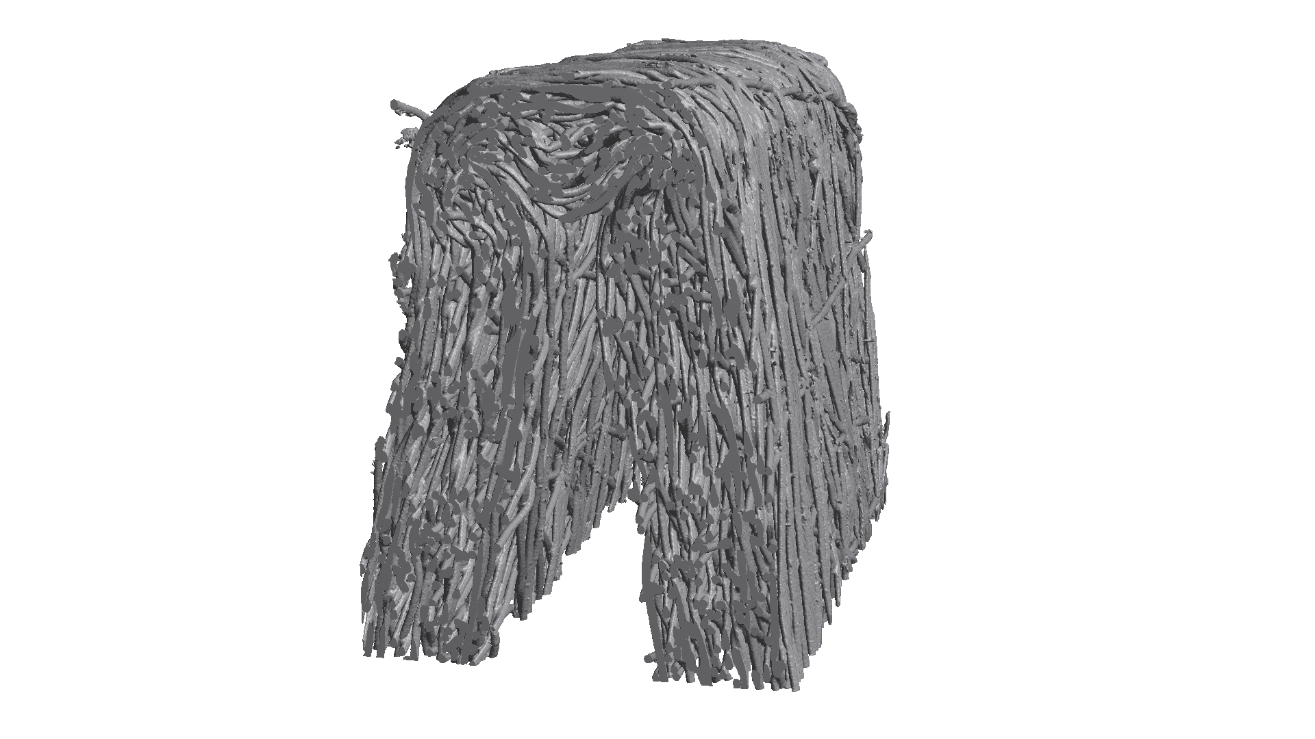 Tip of a filter pleat with embossing: reconstruction of CT image.