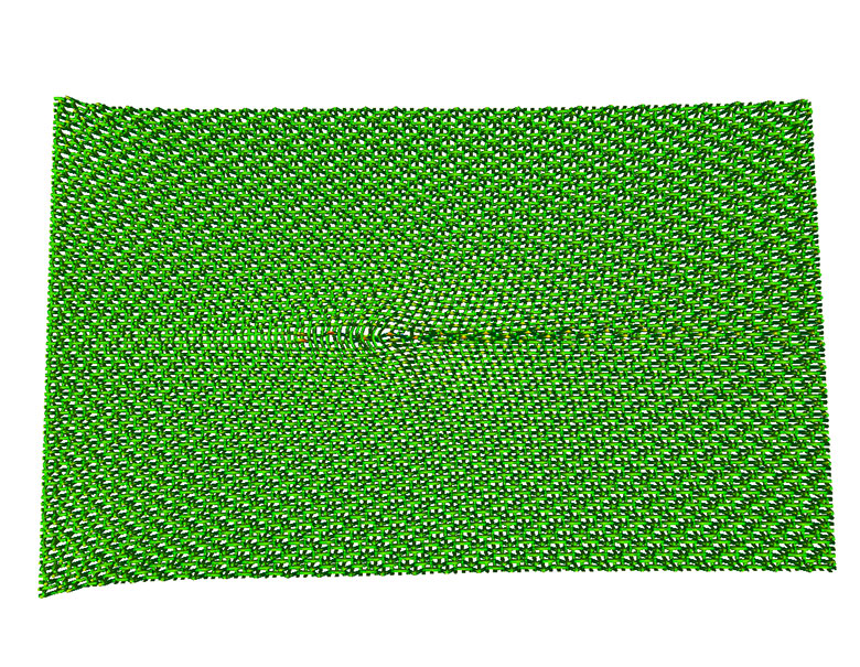 Simulation of a continuous damage in a fabric.