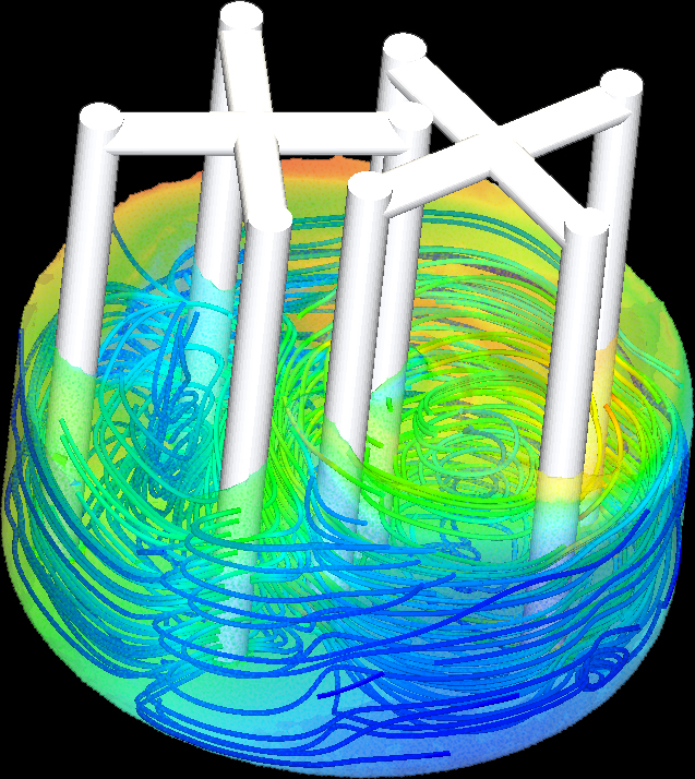 Simulation of a stirring process with MESHFREE.
