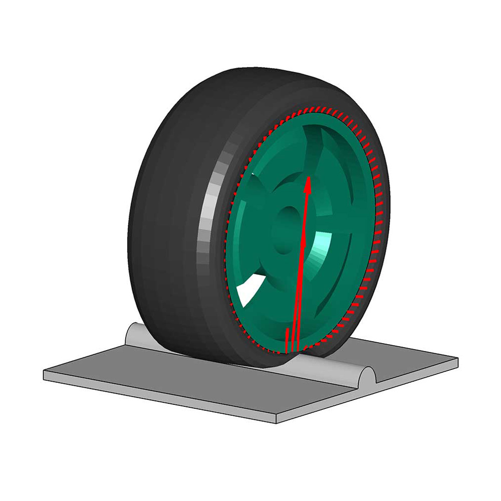 CDTire / 3D tire simulation when rolling over an obstacle.