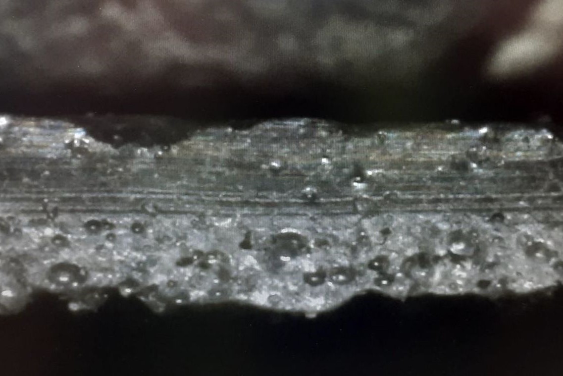 Cross-section of a slush skin: For the airbag to deploy reliably, the predefined tear lines must extend right to the top layer.